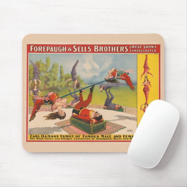 Zirkusposter mit Acrobatic Acts, Circa 1899. Mousepad (Mit Mouse)