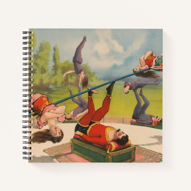 Zirkusposter mit Acrobatic Acts, Circa 1899. Notizbuch (Vorderseite)