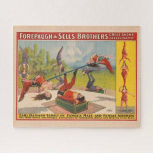 Zirkusposter mit Acrobatic Acts, Circa 1899. Puzzle