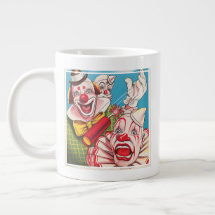Zirkusposter mit Clown-Gesichtern und Feuerriss Jumbo-Tasse