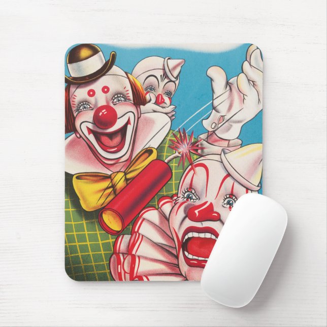 Zirkusposter mit Clown-Gesichtern und Feuerriss Mousepad (Mit Mouse)