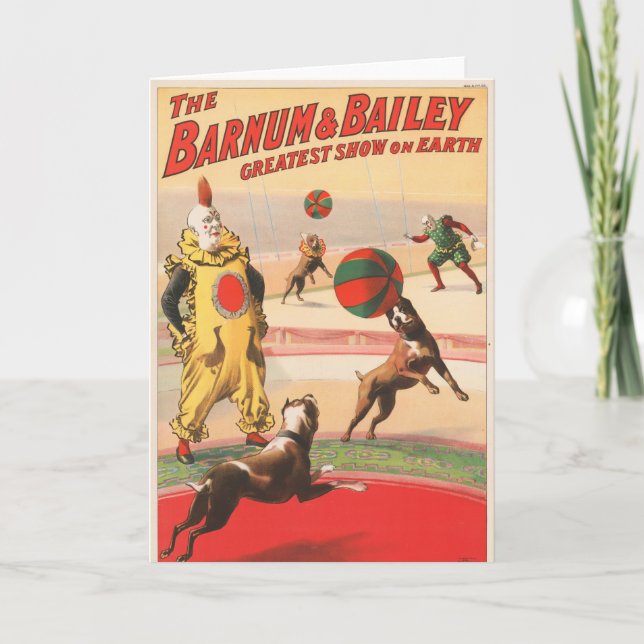 Zirkusposter mit Clowns mit Darstellenden Hunden Karte (Vorderseite)