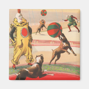 Zirkusposter mit Clowns mit Darstellenden Hunden Magnet