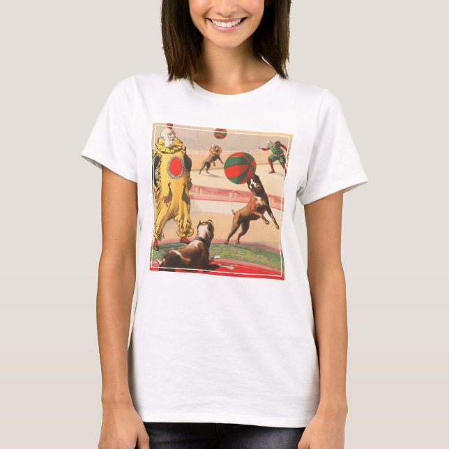Zirkusposter mit Clowns mit Darstellenden Hunden T-Shirt (Vorderseite)