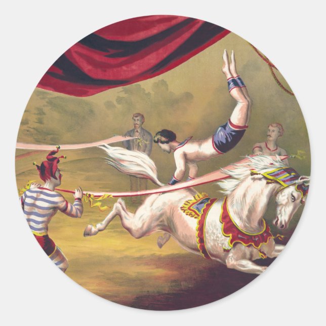 Zirkusposter mit darstellender Akrobat Runder Aufkleber (Vorderseite)