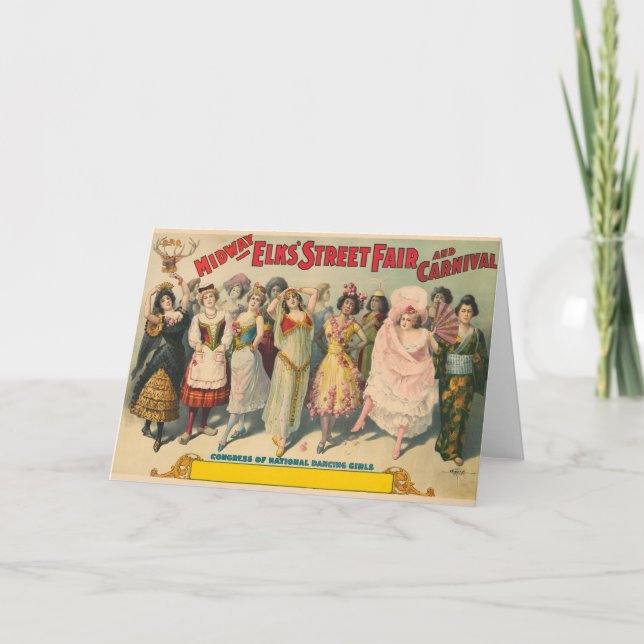 Zirkusposter mit Frauen in nationalen Kostümen Karte (Vorderseite)