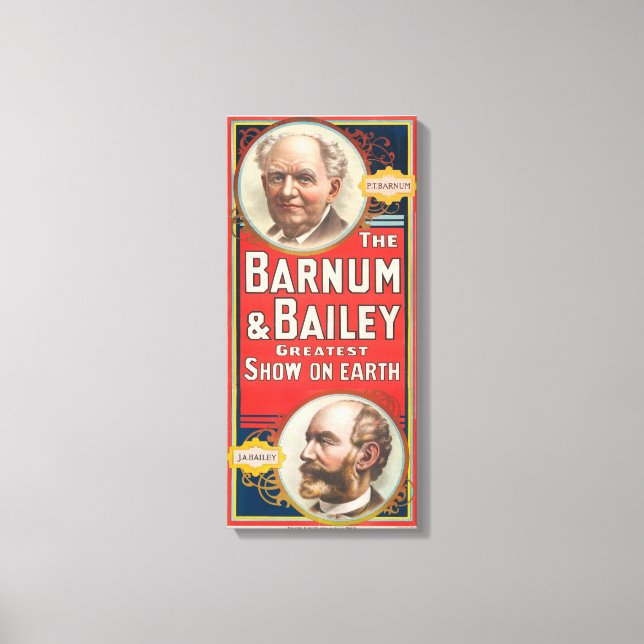 Zirkusposter mit Portraits von Barnum & Bailey Leinwanddruck (Vorderseite)