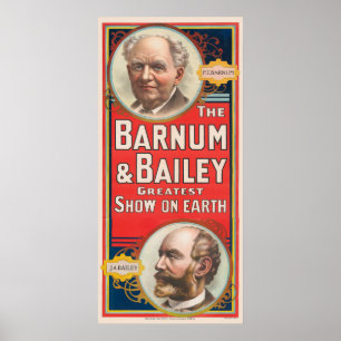 Zirkusposter mit Portraits von Barnum & Bailey Poster