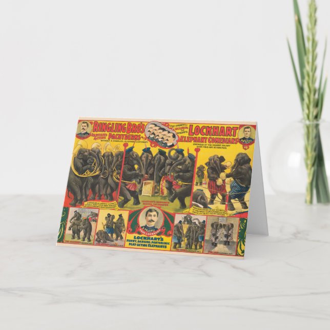 Zirkusposter von Elefanten Darstellend Karte (Vorderseite)