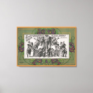 Zirkusposter von Elefanten, die Instrumente spiele Leinwanddruck
