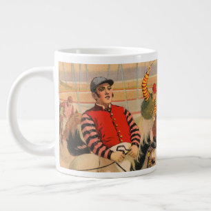 Zirkusposter von Jockeys auf Pferden, die eine Hec Jumbo-Tasse