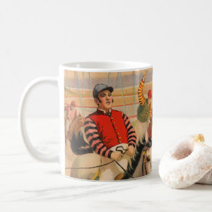 Zirkusposter von Jockeys auf Pferden, die eine Hec Kaffeetasse