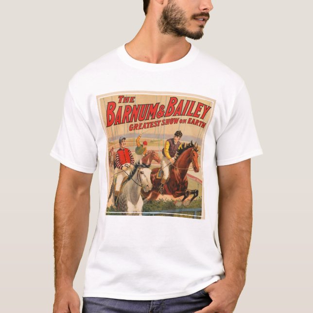 Zirkusposter von Jockeys auf Pferden, die eine Hec T-Shirt (Vorderseite)