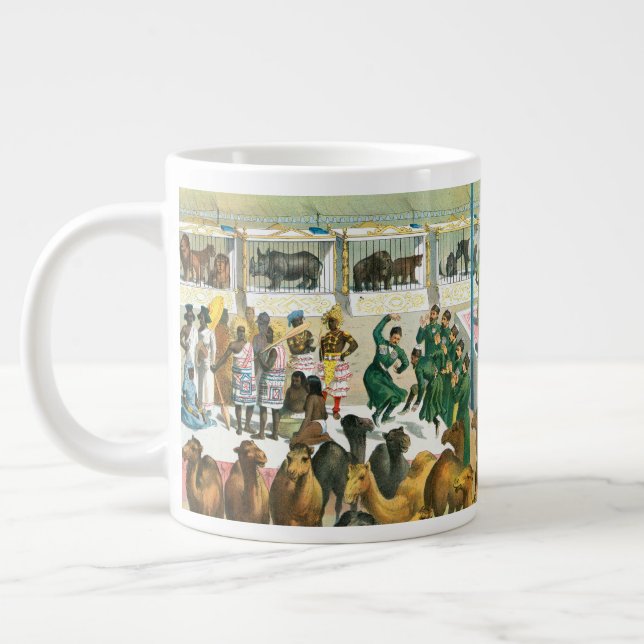 Zirkusposter von Menschen unterschiedlicher Nation Jumbo-Tasse (Links)