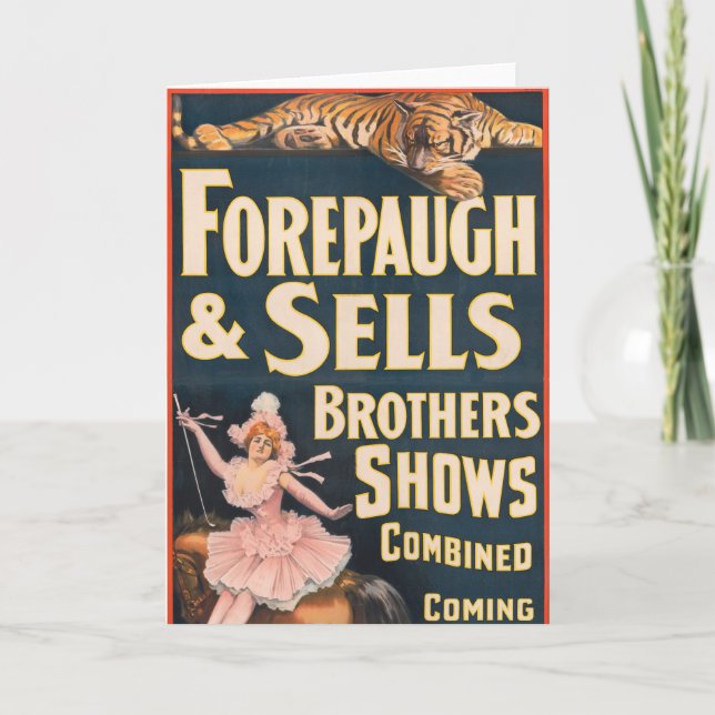 Zirkusposter von Tiger und Frauen auf Pferden Karte (Vorderseite)