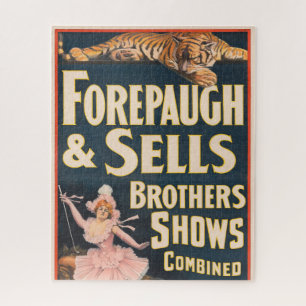 Zirkusposter von Tiger und Frauen auf Pferden Puzzle