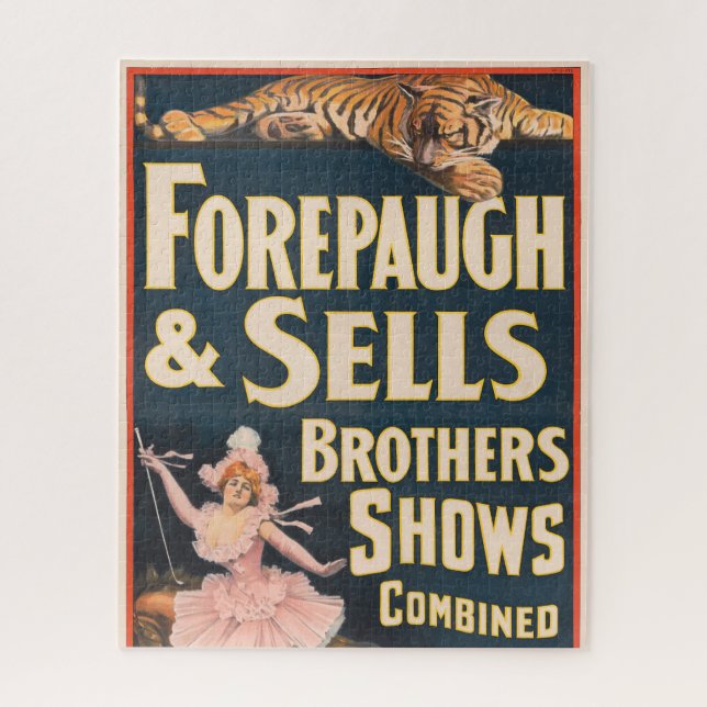 Zirkusposter von Tiger und Frauen auf Pferden Puzzle (Vertikal)