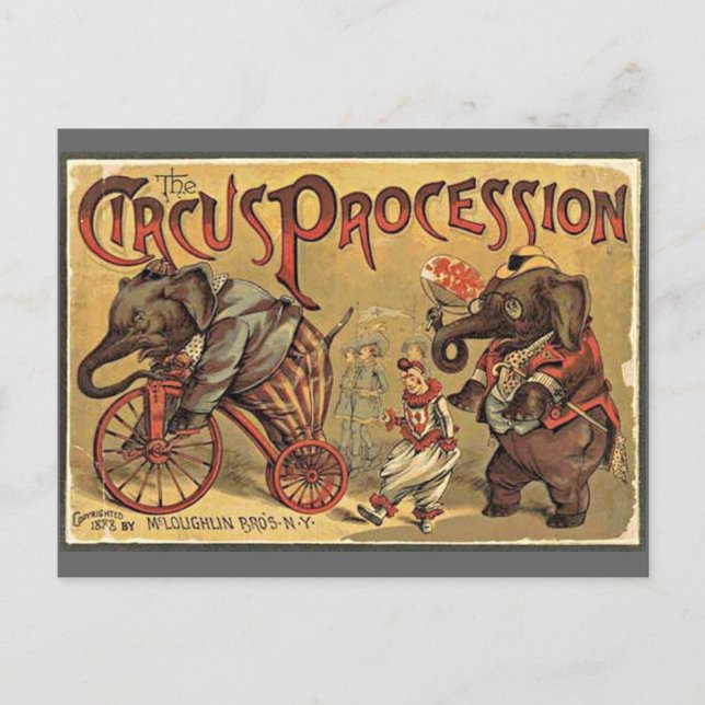 Zirkusprozession, 1888, Vintag Postkarte (Vorderseite)