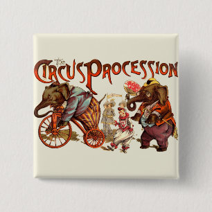 Zirkusprozession Elefantenantik Kunst Button