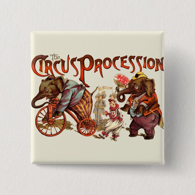 Zirkusprozession Elefantenantik Kunst Button (Vorderseite)