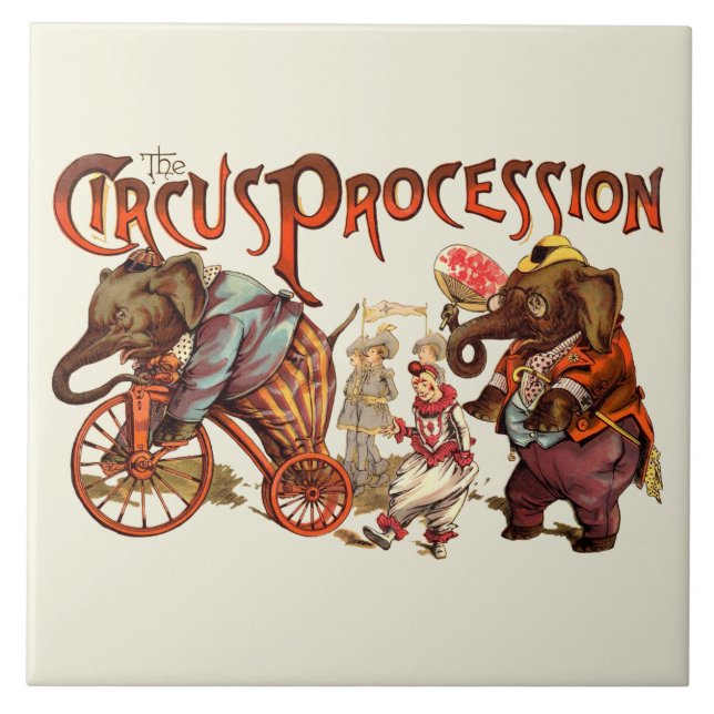 Zirkusprozession Elefantenantik Kunst Fliese (Vorderseite)