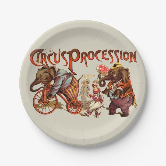Zirkusprozession Elefantenantik Kunst Pappteller (Vorderseite)