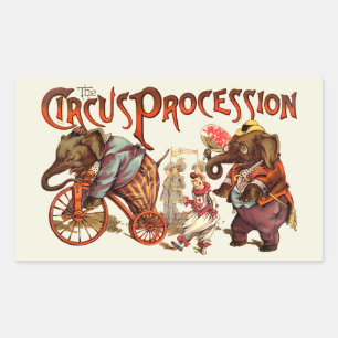 Zirkusprozession Elefantenantik Kunst Rechteckiger Aufkleber
