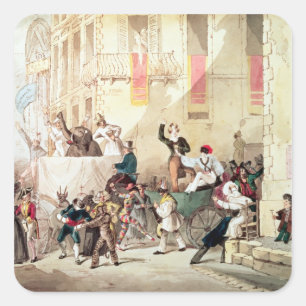 Zirkusprozession in Italien, 1830 Quadratischer Aufkleber