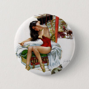 Zirkusschönheit Vintage Art Pin-Up Mädchen Button