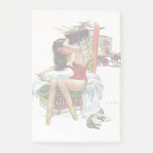 Zirkusschönheit Vintage-Kunst Dezember Pin-Up-Girl Post-it Klebezettel