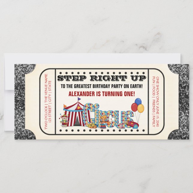 Zirkusticket-Party Einladung (Vorderseite)