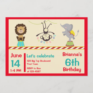 Zirkustier-Geburtstag Einladung