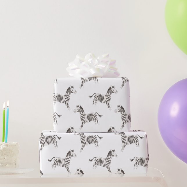Zirkustiere, Schwarz-Weiß-Zebra, Weiß Geschenkpapier (Partygeschenke)