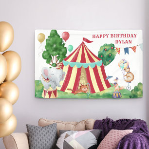Zirkustiere und Big Top Kindergeburtstag Banner