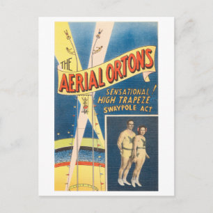 Zirkuswerbung im Vintage-Stil: Hochschaukelstangen Postkarte