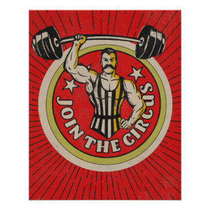 Zirkuswerbung Strongman im Vintage-Stil Poster