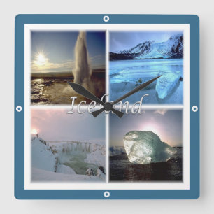 zIS002 ISLAND, Quadratische Wanduhr