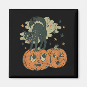 Zischendes Schwarzes Katze T-Shirt Retro Vintage H Magnet