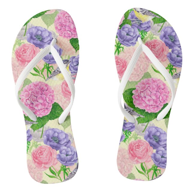 Zistvogel und Blume Flip Flops (Fußbett)