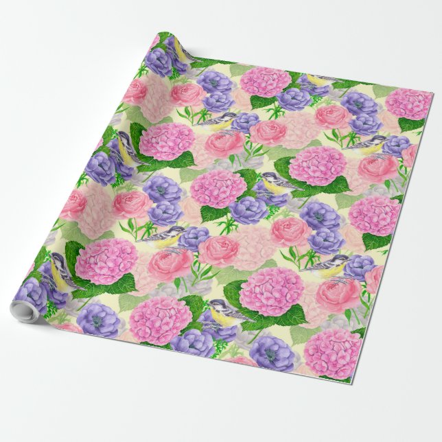 Zistvogel und Blume Geschenkpapier (Ungerollt)