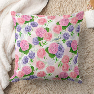 Zistvogel und Blume Kissen