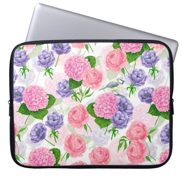 Zistvogel und Blume Laptopschutzhülle (Vorderseite)