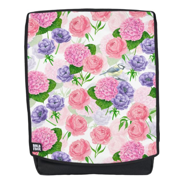 Zistvogel und Blume Rucksack (Vorderseite)