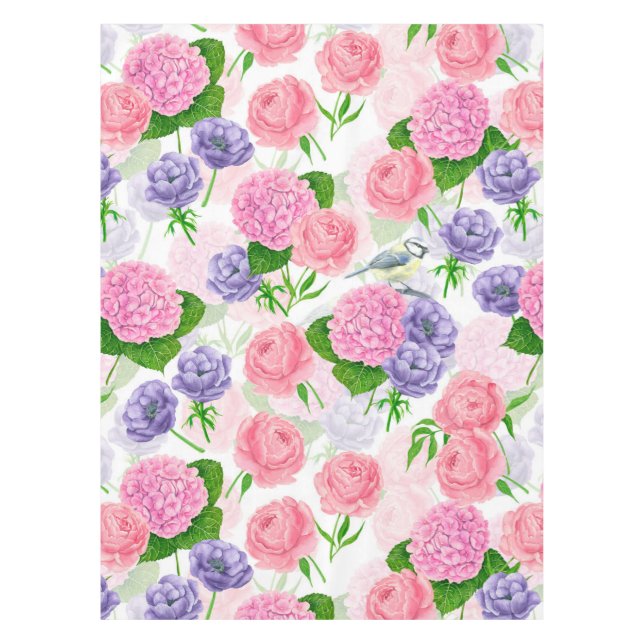 Zistvogel und Blume Tischdecke (Vorderseite)