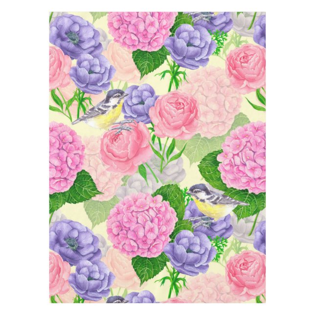 Zistvogel und Blume Tischdecke (Vorderseite)