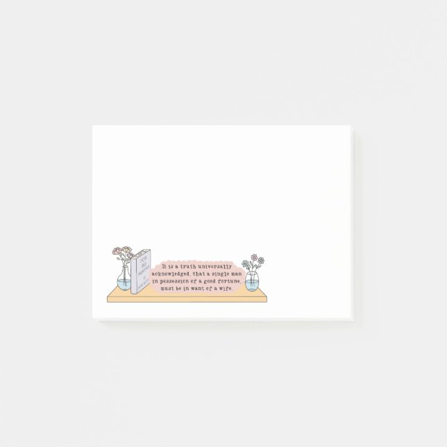 Zitat aus Stolz und Vorurteilen Post-it Klebezettel (Vorderseite)