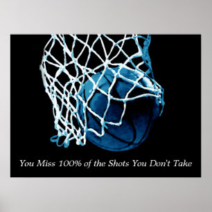 Zitat-Basketball blaues Kunstwerk Poster