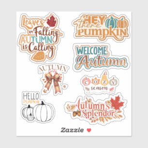 Zitat Begrüßung Herbstsaison Set 7 Aufkleber