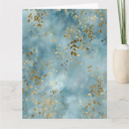 Zitat Botanische Goldblätter Teal-Design Karte