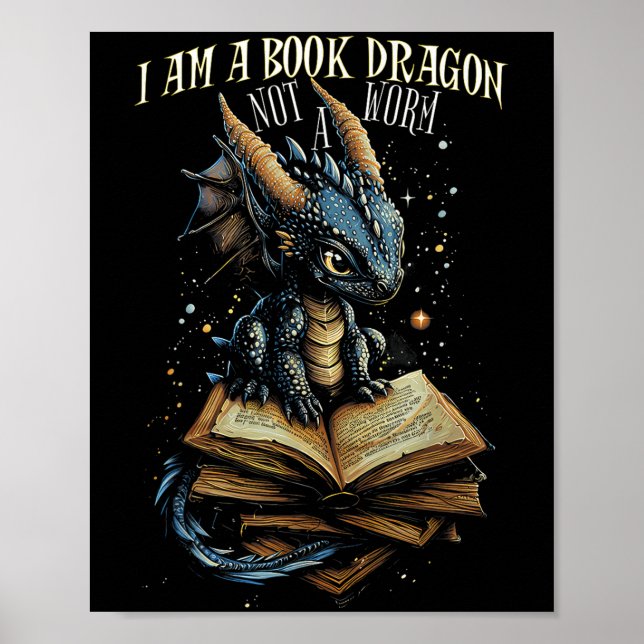 Zitat buchen Ich bin ein Buchdrache kein Worm Read Poster (Vorne)